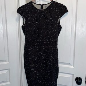 Suzy Shier Black Polka Dot Cap-Sleeve Midi Dress